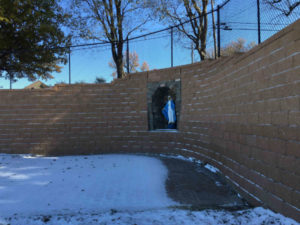 Retaining Wall with Statue